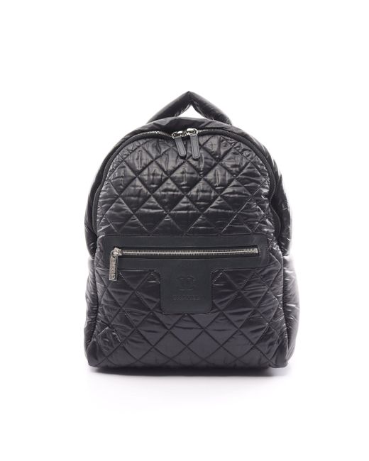 Chanel Gray Coco Coon Backpack Rucksack Nylon Leather Silver Hardware