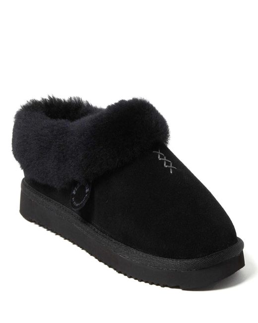 Dearfoams Black Fireside By Adelaide Genuine Shearling Clog Slipper