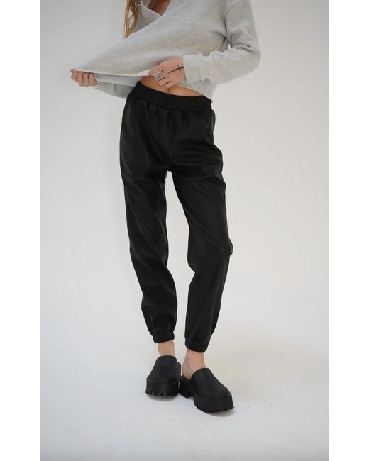 LNA Black Utility Faux Leather Jogger