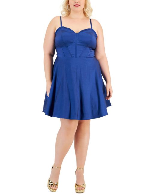 B Darlin Blue Plus Pleated Mini Fit & Flare Dress