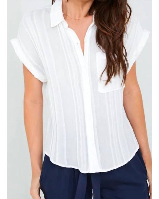Bella Dahl White Short Sleeve Pocket Button Down