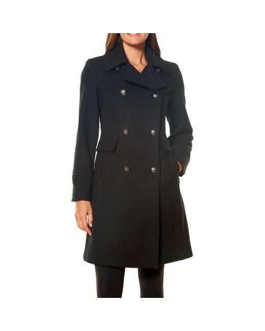 Vince Camuto Black Wool Blend Double Breasted Wool Coat