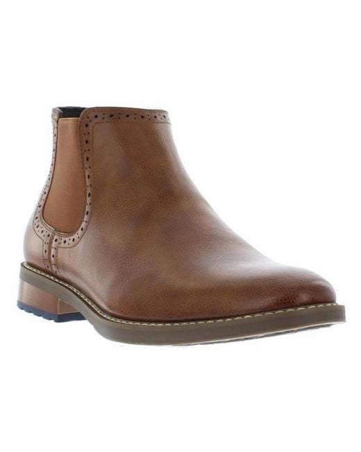 Van Heusen Geo Faux Leather Ankle Chelsea Boots in Brown for Men | Lyst