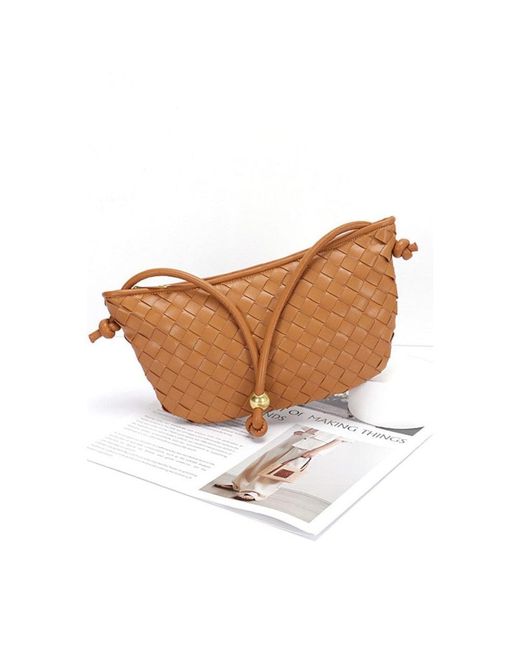 Fashnzfab Brown Weaved Faux Leather Easy Shoulder Bag