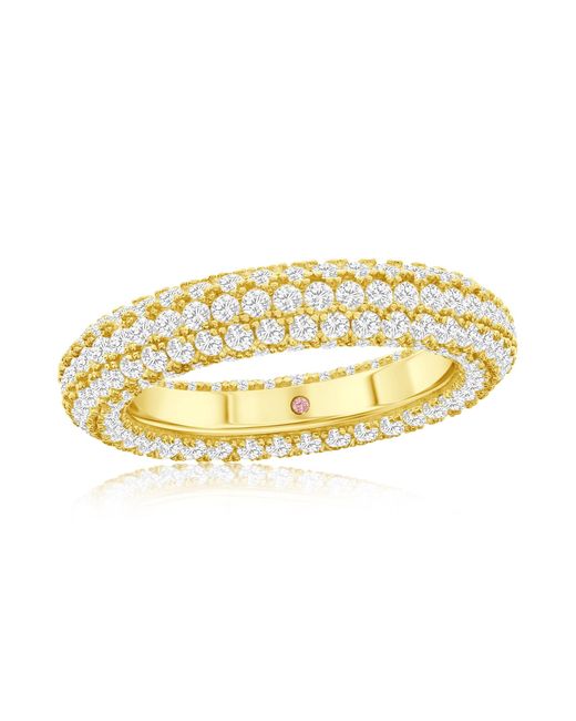 Suzy Levian Metallic Sterling Cubic Zirconia Pave Round Eternity Band
