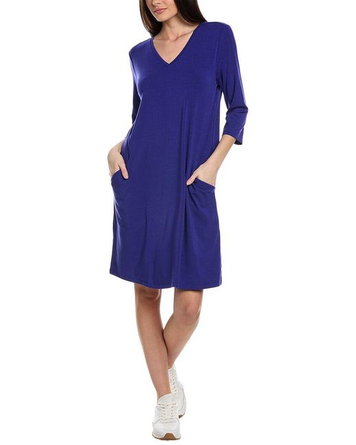Eileen Fisher Blue V-neck A-line Dress