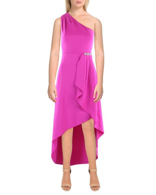 Jessica Howard Pink Petites Ruffled Maxi Evening Dress