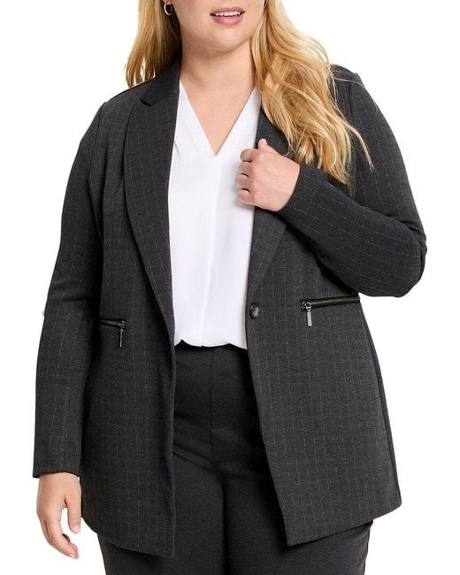 NIC+ZOE Black Nic+Zoe Plus Pinstripe Ponte Zip Jacket