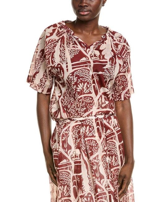 Alpha Studio Red Serafino Top