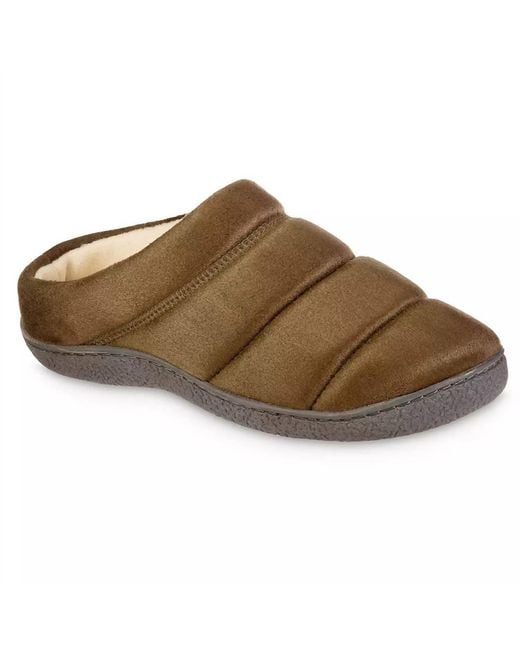 Isotoner Brown Microsuede Puffer Clog Slipper for men
