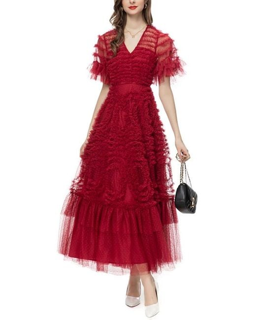 midi red holiday dress Elegant Red Midi Dress - All Dresses