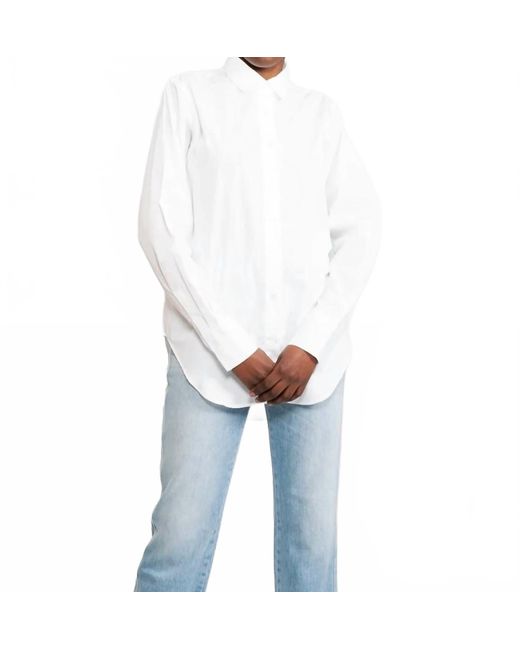 Closed White Back Spilt Button-Down Top