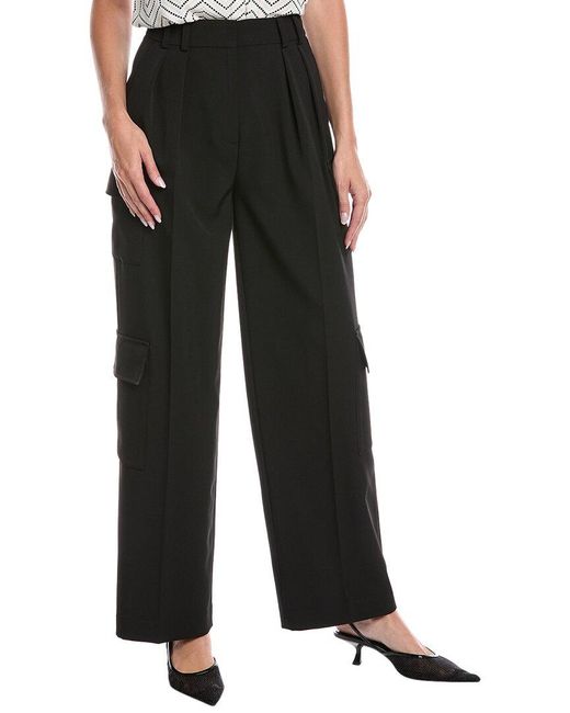 Kenneth Cole Black Fly Front Pleated Cargo Pant
