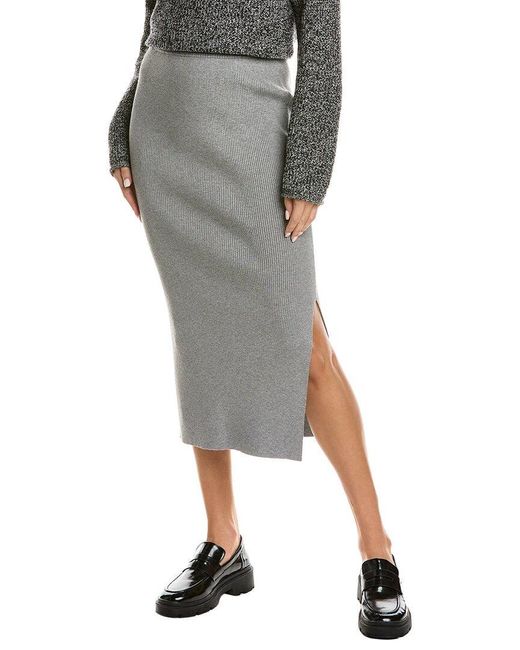 Theory Gray Ribbed Sweater Skirt