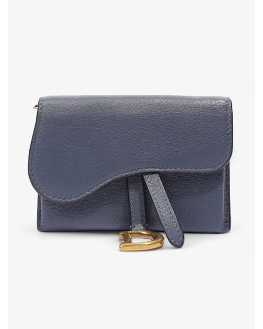 Dior Blue Saddle Micro With Chain Leather Shoulder Bag