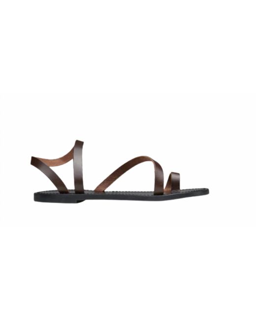 ANN MASHBURN Black Diagonal Strap Flat Sandal