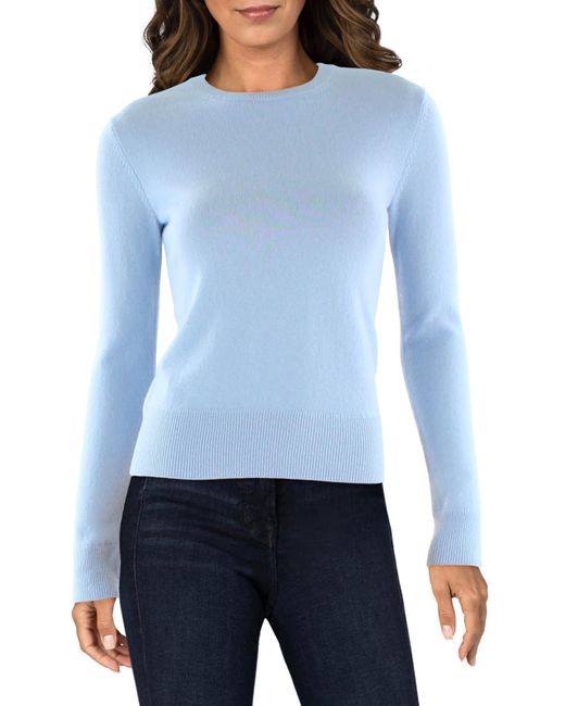 Vince Blue Ribbed Trim 100% Cashmere Pullover Sweater