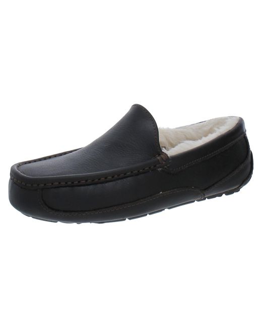 Ugg Black Ascot Leather Lined Loafer Slippers for men