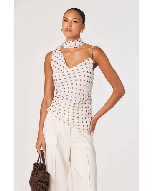 Astr White Polka Dot Top