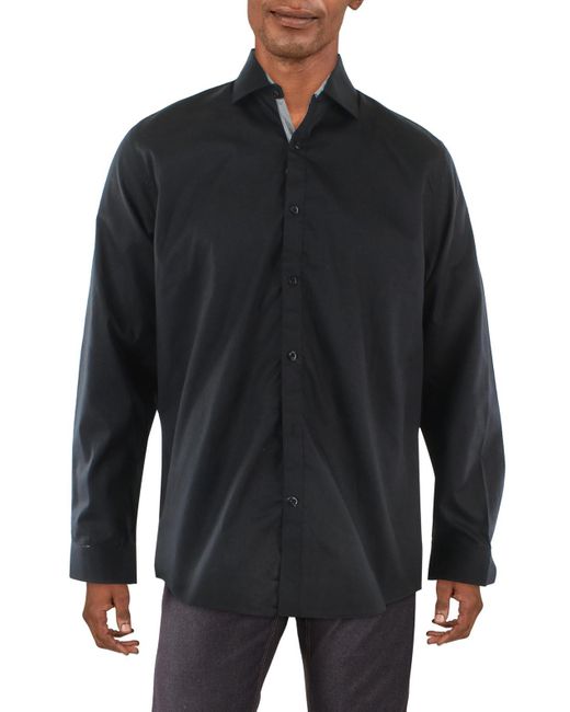 Galaxy By Harvic Black Slim Fit Collar Button-down Shirt for men