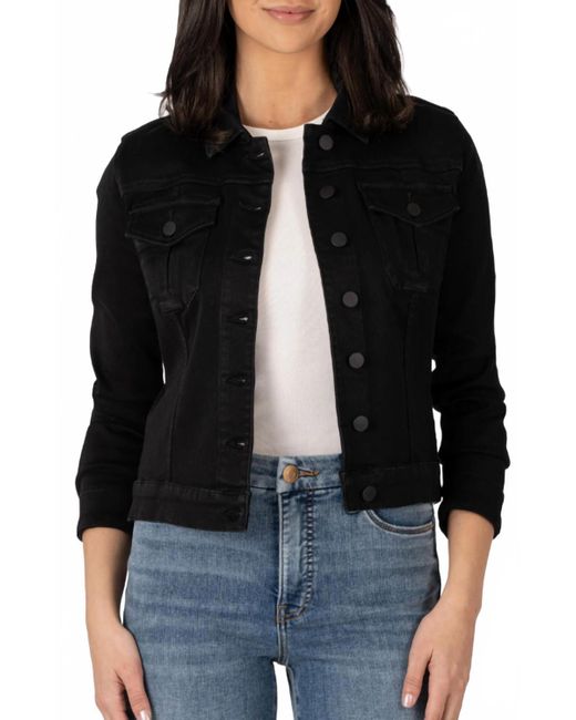 Kut From The Kloth Black Julia Crop Denim Trucker Jacket