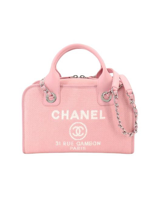 Chanel Pink Deauville Canvas Shoulder Bag (pre-owned)