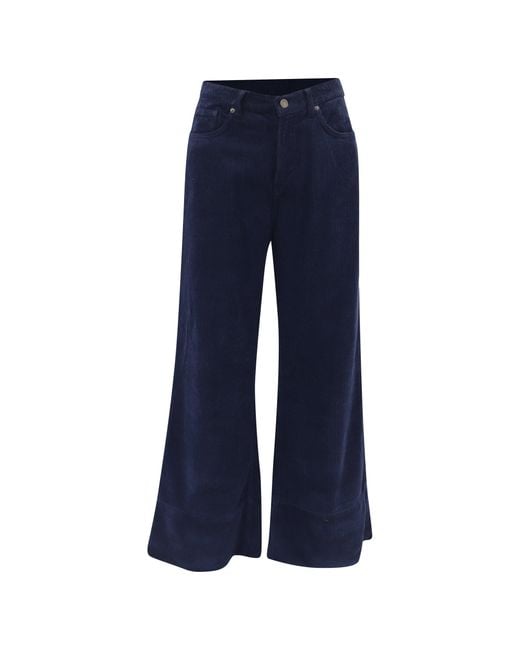 Reformation Blue Preston Baggy High Rise Straight Corduroy Pants