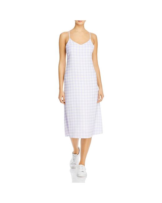 Charlie Holiday White Check Print Midi Slip Dress