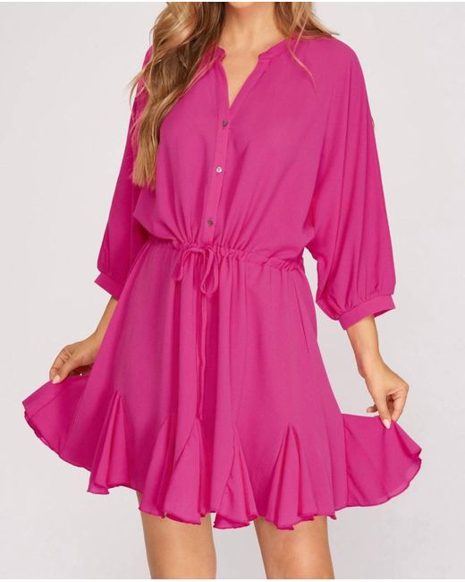 She + Sky Pink Woven Dress