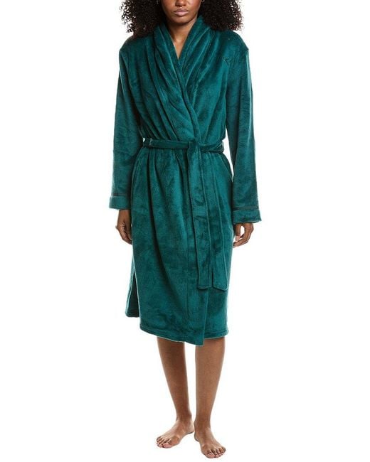Ellen Tracy Plush Wrap Robe in Green | Lyst