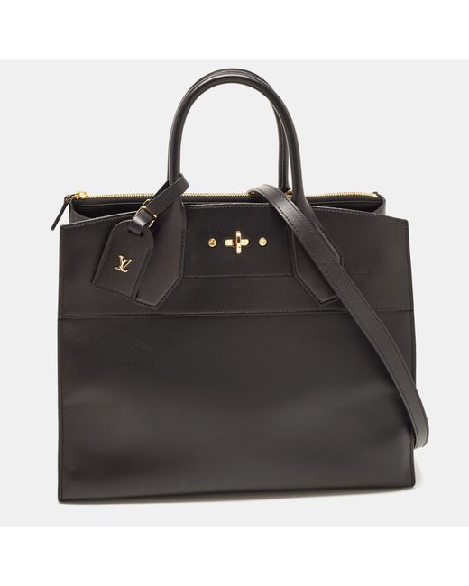 Louis Vuitton Black Leather City Steamer Gm Bag