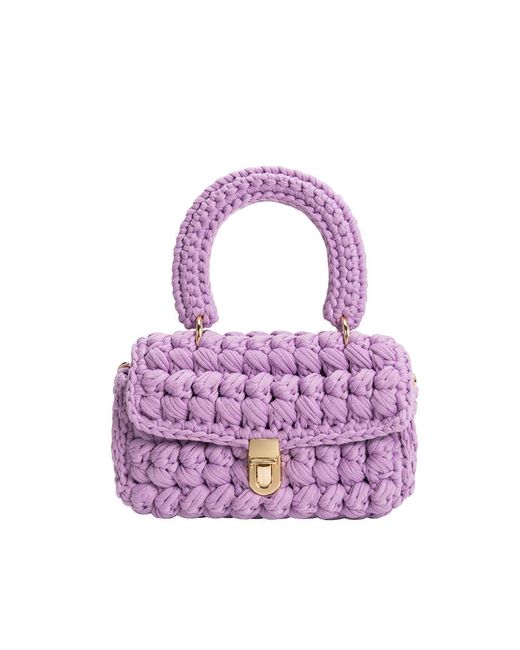 Melie Bianco Purple Avery Lilac Knit Crossbody Bag