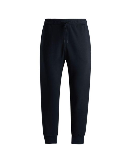 Boss Blue Stretch-Cotton Tracksuit Bottoms With Logo Print for men