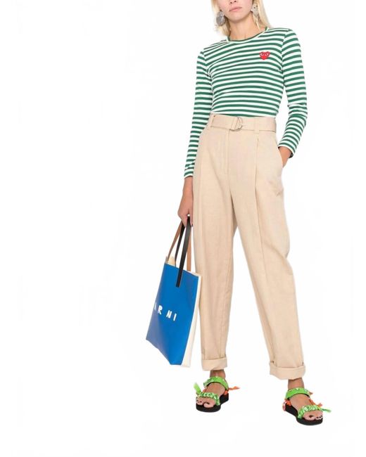 MSGM Blue Contemporary Belted Trousers