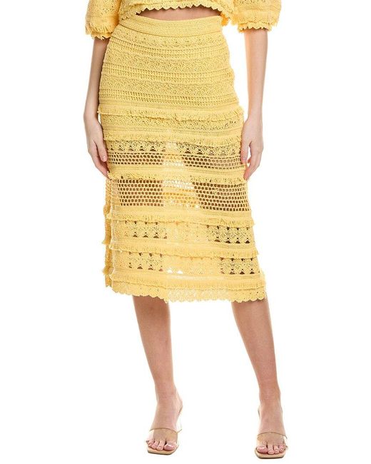 Maje Yellow Knitted Skirt