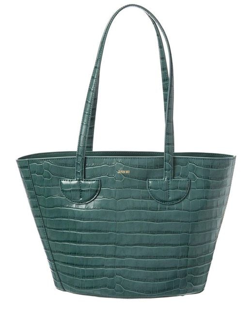 Jason Wu Green Croc-Embossed Leather Tote