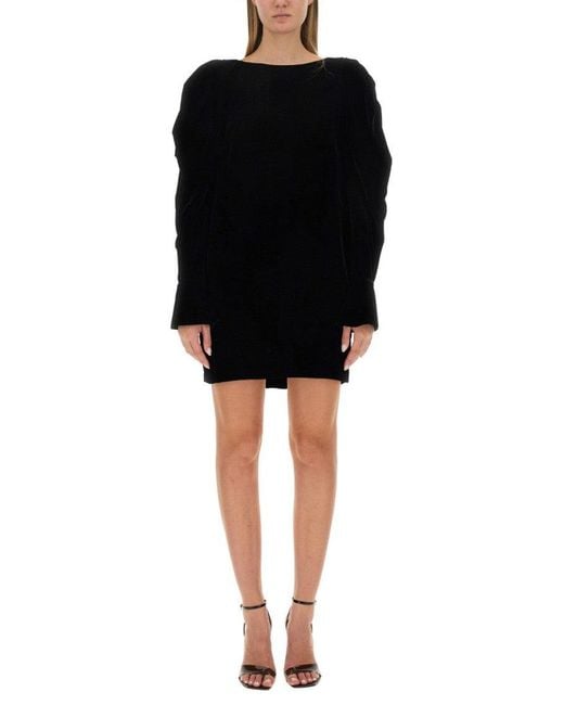 Nina Ricci Black Slim Fit Mini Dress With Voluminous Sleeves