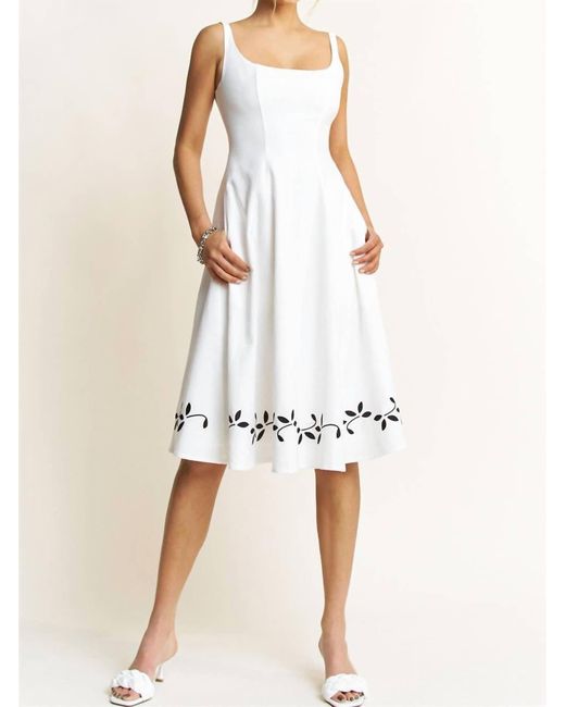 Eponine White Layered Flared Hem Midi Dress