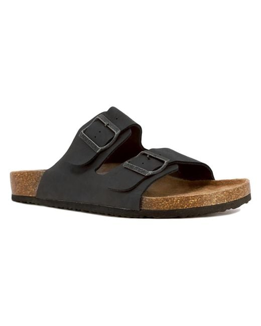 Nautica Brown Triun Faux Leather Slide Sandals