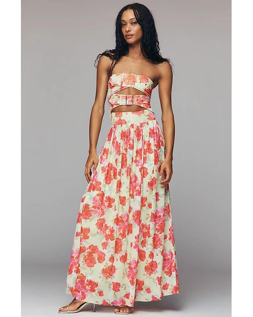 AFRM Red Khalid Strapless Maxi Dress