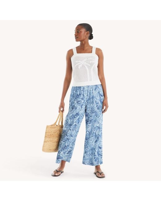 Nautica Blue Chambray Pull-On Pant