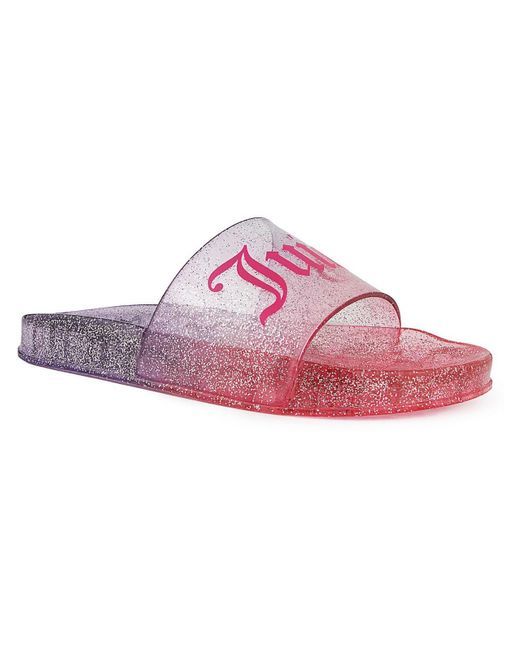Juicy Couture Pink Bex Glitter Open Toe Slide Sandals