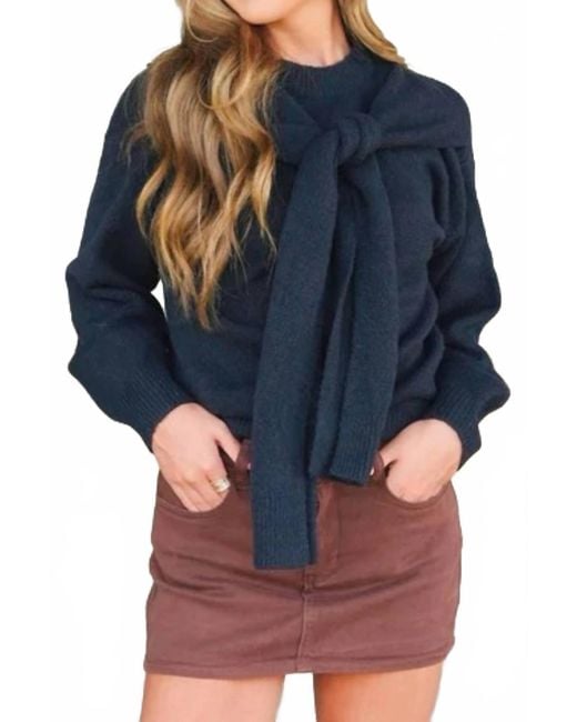 SOFIA The Label Blue Beau Sweater With Shoulder Ties