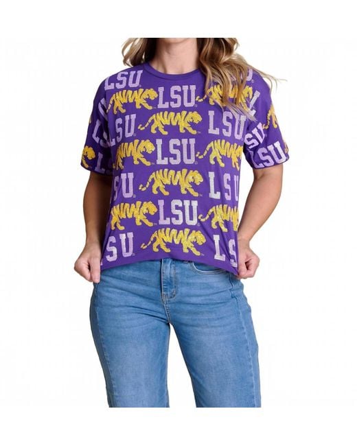 Stewart Simmons Blue The Sequin Repeat Tee Lsu