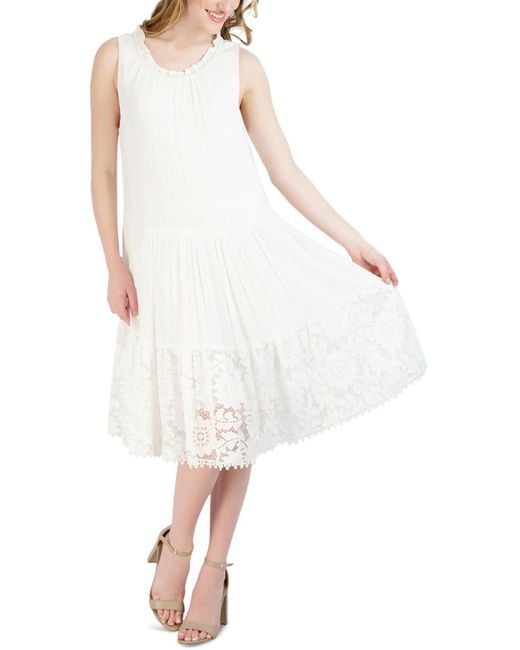 Signature By Robbie Bee White Petites A-line Above-knee Fit & Flare Dress