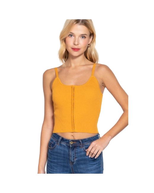 TRUEDAMES Orange Front Closure With Hooks Sweater Cami Top