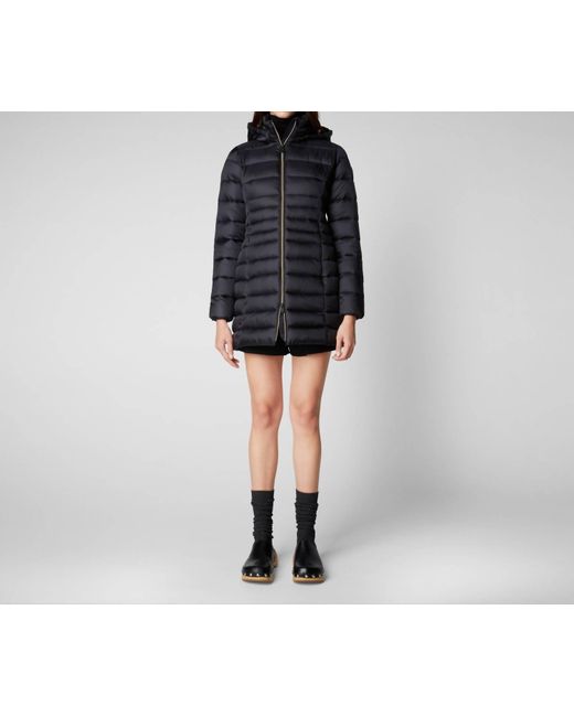 Save The Duck Black Reese 3/4 Hooded Puffer Coat