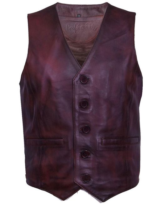 Infinity Leather Purple Tan Waistcoat for men