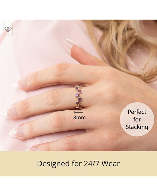 MAX + STONE Pink 14K Solid Gemstone Delicate Birthstone Ring