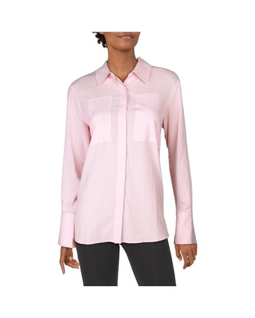 Calvin Klein Pink Lightweight Collared Button-Down Top